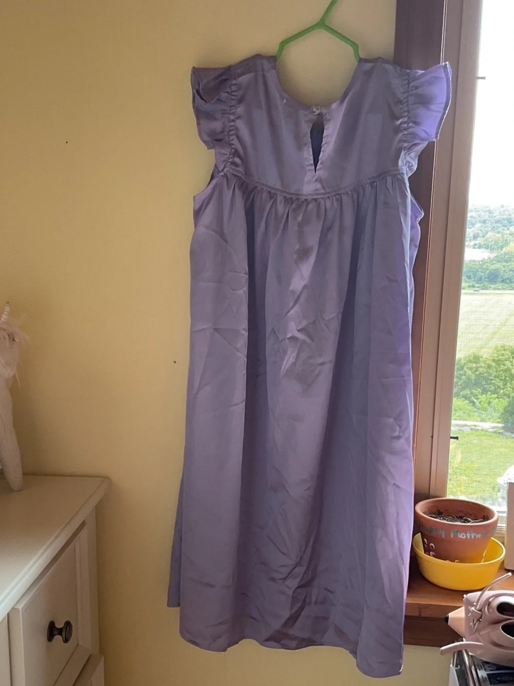 Girls Lavender Flutter-Sleeve Nightgown